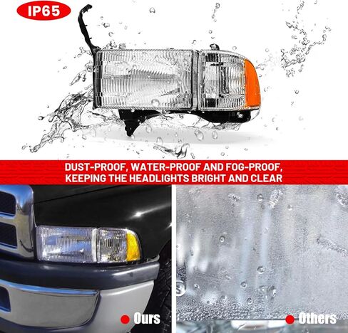 For 2009-2012 Dodge Ram 1500 2500 3500 Pickup Dual Cab Trims Headlights Chrome Housing Amber Reflector Driver and Passenger Side(Not fit Quad Models) Pair in Kuwait