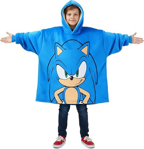 هودي SEGA Sonic the Hedgehog Boys Sherpa كبير الحجم مبطن بجيوب للأطفال الكبار مقاس واحد (يناسب المقاسات من 4 إلى 10) أزرق in Saudi Arabia
