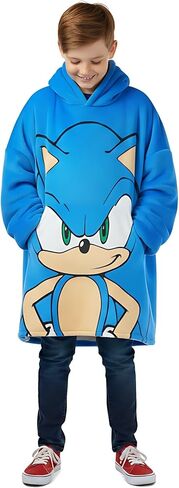 هودي SEGA Sonic the Hedgehog Boys Sherpa كبير الحجم مبطن بجيوب للأطفال الكبار مقاس واحد (يناسب المقاسات من 4 إلى 10) أزرق in Saudi Arabia