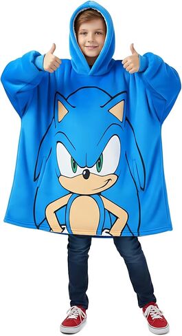 هودي SEGA Sonic the Hedgehog Boys Sherpa كبير الحجم مبطن بجيوب للأطفال الكبار مقاس واحد (يناسب المقاسات من 4 إلى 10) أزرق in Saudi Arabia