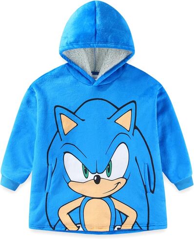 هودي SEGA Sonic the Hedgehog Boys Sherpa كبير الحجم مبطن بجيوب للأطفال الكبار مقاس واحد (يناسب المقاسات من 4 إلى 10) أزرق in Saudi Arabia