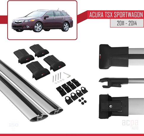 FLY Model Roof Rack Rack Compatible with Acura TSX Sport Wagon 2011-2014 Rail Bars Grey Aluminum 2 Rods in Saudi Arabia