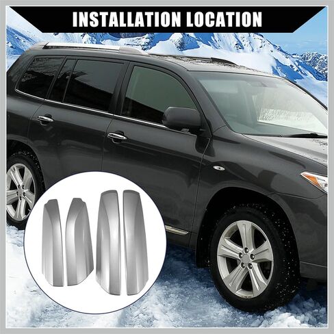 Upper/Roof Rack Rails End Cap Protection Cover Shell for Toyota Highlander 2008-2013 / Rails End Covers Shell Cap / 4 Pcs/Silver Tone White Replacement Car Parts in Saudi Arabia