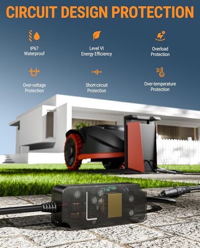 محول إمداد الطاقة لجزازة العشب الروبوتية، شاحن طاقة جزازة، متوافق مع سلسلة Segway Navimow H، سلسلة i، سلسلة X3، شاحن إمداد بطارية ليثيوم (محول) in Kuwait