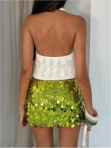 Floerns Women's Sparkly Sequin Mini Skirt Low Waist Date Night Party Bodycon Skirts in Saudi Arabia