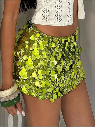 Floerns Women's Sparkly Sequin Mini Skirt Low Waist Date Night Party Bodycon Skirts in Saudi Arabia