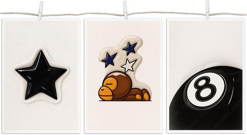 3Pc Trendy 8 Ball Canvas Wall Art Star Poster Urban Street Modern Wall Decor Print For Home Living Room Bedroom Set of 3 8X12 in Unframed-Canvas Rolled Up in Saudi Arabia