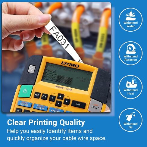 Rhino Vinyl Label Tape 1/2'' Yellow 18432 Compatible with Dymo Rhino 5200 4200 5000 6000 Pro Industrial Label Maker Refills A18432, 1/2" x 18', 3-Pack in Kuwait