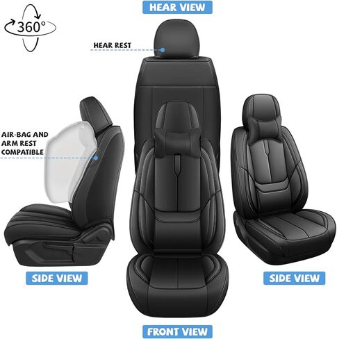 أغطية مقاعد السيارة من ILMO مصممة خصيصًا لسيارة Ford F-350 2009-2025 - أغطية كراسي السيارات المتوافقة مع الوسائد الهوائية - غطاء مقاعد شامل (بيج وبني، المجموعة الأمامية) in Kuwait