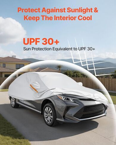 VEVOR Car Cover, Car Cover Waterproof for Toyota Camry Mid Size Sedan, Custom-fit All Weather Sun Rain Wind Frost Dust Snow Protection Full Exterior Covers with Door Zipper and Cotton Lining, Silver in Saudi Arabia