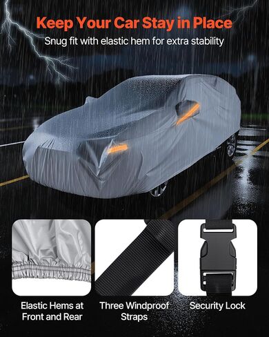 VEVOR Car Cover, Car Cover Waterproof for Toyota Camry Mid Size Sedan, Custom-fit All Weather Sun Rain Wind Frost Dust Snow Protection Full Exterior Covers with Door Zipper and Cotton Lining, Silver in Saudi Arabia
