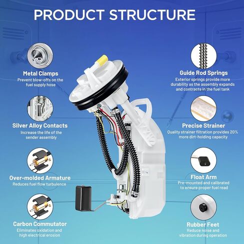 E8566M Fuel Pump Module Assembly Compatible with Honda Civic 2003-2005 L4 1.3L, Civic 2001-2005 L4 1.7L, Civic 2002-2005 L4 2L, Replaces SP8011M FG1394 P76528M in Saudi Arabia