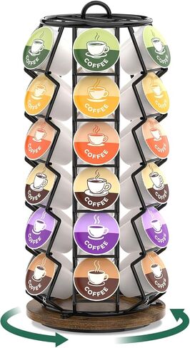EsLuker.ly K Cup Holder Coffee Pod Organizer Carousel for Countertop, Rotatable Metal 4-Tier Storage Rack Stand for 30 K Cups & Tea Bags, Convenience Meets Elegance in Kuwait