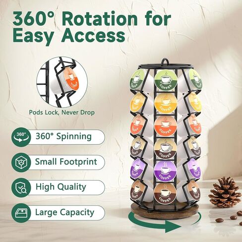 EsLuker.ly K Cup Holder Coffee Pod Organizer Carousel for Countertop, Rotatable Metal 4-Tier Storage Rack Stand for 30 K Cups & Tea Bags, Convenience Meets Elegance in Kuwait