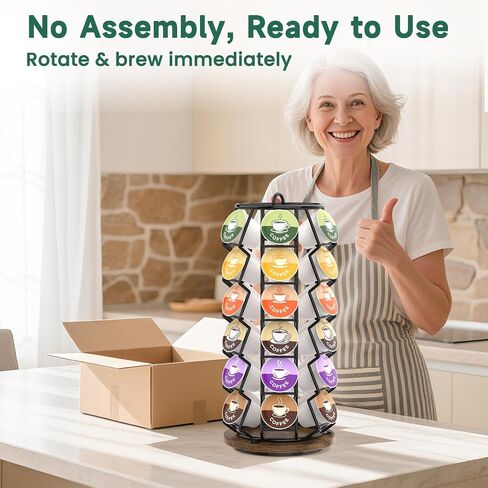 EsLuker.ly K Cup Holder Coffee Pod Organizer Carousel for Countertop, Rotatable Metal 4-Tier Storage Rack Stand for 30 K Cups & Tea Bags, Convenience Meets Elegance in Kuwait