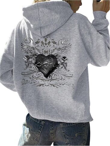 Women's Y2K Graphic Hoodie Pullover Drawstring Long Sleeve Hooded Sweatshirts Streetwear in Saudi Arabia