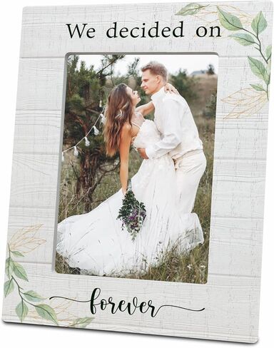 Floral Wedding Picture Frame For 4 x 6" Photos - Our Wedding Day Wooden Photo Frame - Engagement Gifts For Couples Newlyweds -Wedding room decoration, Home Decor (Vertical)- C06 in Saudi Arabia