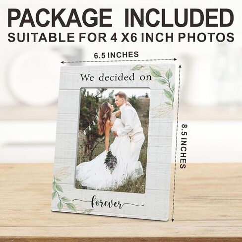 Floral Wedding Picture Frame For 4 x 6" Photos - Our Wedding Day Wooden Photo Frame - Engagement Gifts For Couples Newlyweds -Wedding room decoration, Home Decor (Vertical)- C06 in Saudi Arabia