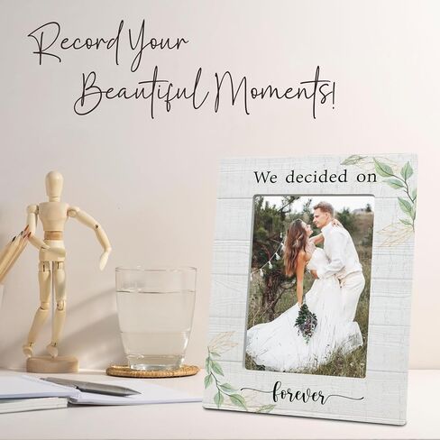 Floral Wedding Picture Frame For 4 x 6" Photos - Our Wedding Day Wooden Photo Frame - Engagement Gifts For Couples Newlyweds -Wedding room decoration, Home Decor (Vertical)- C06 in Saudi Arabia