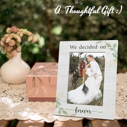 Floral Wedding Picture Frame For 4 x 6" Photos - Our Wedding Day Wooden Photo Frame - Engagement Gifts For Couples Newlyweds -Wedding room decoration, Home Decor (Vertical)- C06 in Saudi Arabia