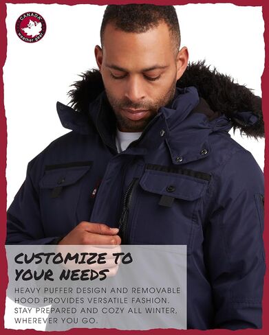 CANADA WEATHER GEAR Men's Parka - Heavyweight Ripstop Insulated ThermaFoil Lined Puffer Winter Jacket for Men (M-XXL), Size 4X, Black in Saudi Arabia