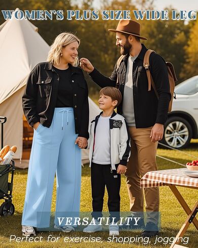 3 Pack Women's Plus Size Wide Leg Sweatpants High Waisted Drawstring Baggy Pants Loose Casual Pants with Pockets in Saudi Arabia