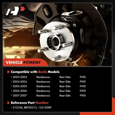 A-Premium Rear Wheel Bearing and Hub Assembly with 5-Lug Compatible with Buick Rendezvous 2003 2004 2005 2006 2007, FWD Only in Saudi Arabia