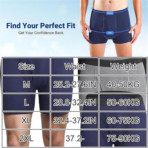 Orykas Mens Incontinence Underwear - Orykas Men's Ultra-Absorbent Incontinence Boxer Briefs, Leak Proof Washable in Saudi Arabia