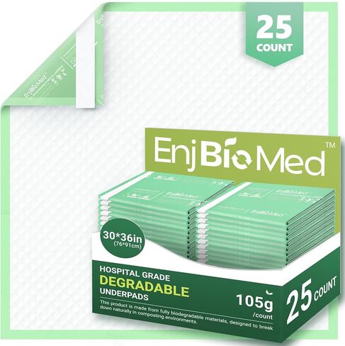 EnjBioMed Eco-Friendly Extra Large Ultra Absorbent Bed Pads Disposable Adult 105g (30" X 36" Pack of 50), with Adhesive Strips , Leakproof Incontinence Pee Pads for Adults in Kuwait