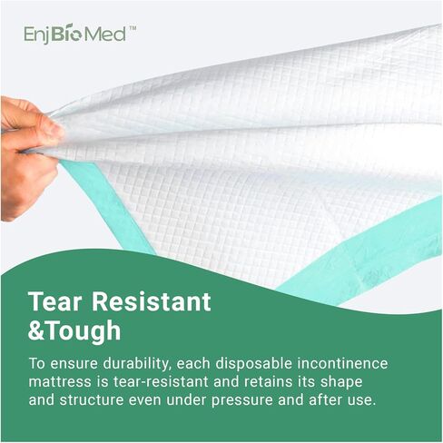 EnjBioMed Eco-Friendly Extra Large Ultra Absorbent Bed Pads Disposable Adult 105g (30" X 36" Pack of 50), with Adhesive Strips , Leakproof Incontinence Pee Pads for Adults in Kuwait