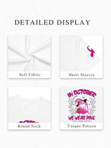 Breast Cancer Shirts for Women in October We Wear Pink Tops Halloween Ghost Costumes Pink Ribbon Awareness Clothing in Saudi Arabia