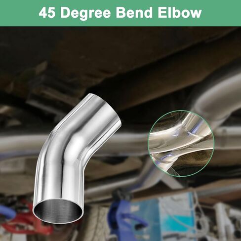 OD 2.5 Inch 45 Degree Mandrel Bend Elbow, Thicken 2 mm 304 Stainless Steel Exhaust Elbow Pipe for Car Modified Exhaust System, Stair Handrail Bend, Height 160 mm in Saudi Arabia