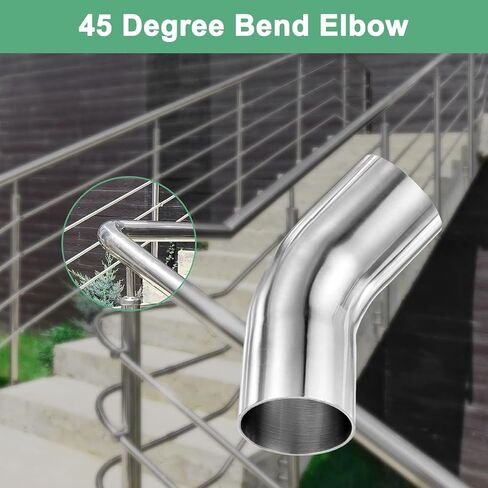 OD 2.5 Inch 45 Degree Mandrel Bend Elbow, Thicken 2 mm 304 Stainless Steel Exhaust Elbow Pipe for Car Modified Exhaust System, Stair Handrail Bend, Height 160 mm in Saudi Arabia