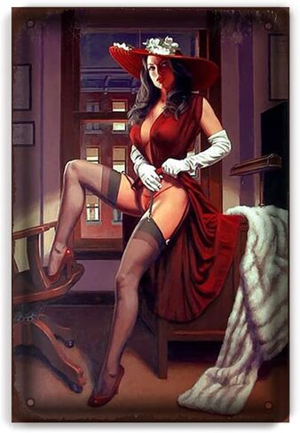 Retro Tin Sign Metal Poster Vintage Sexy Girl Decor Wall Decor for Bars Restaurants Cafe Club Plaque Man Cave Wall Decor for Men 8x12 Inch in Saudi Arabia
