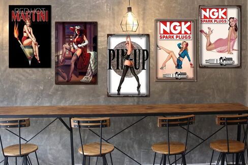 Retro Tin Sign Metal Poster Vintage Sexy Girl Decor Wall Decor for Bars Restaurants Cafe Club Plaque Man Cave Wall Decor for Men 8x12 Inch in Saudi Arabia