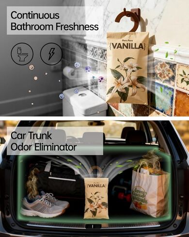 12 عبوة من أكياس رائحة الفانيليا في الخزانة، مزيل الروائح الكريهة للروائح الكريهة، معطرات هواء ورقية معلقة للملابس التي تدوم طويلاً، والأدراج والخزائن in Kuwait