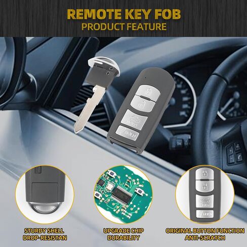 Dasbecan Key Fob Replacement 4 Buttons Compatible with Mazda 3 Mazda 6 2014-2018 MX-5 Miata 2016-2019 Smart Remote Control Keyless Entry Replaces GJY9-67-5DY WAZSKE13D01 IC: SKE13D-01 315MHz ID49 in Saudi Arabia