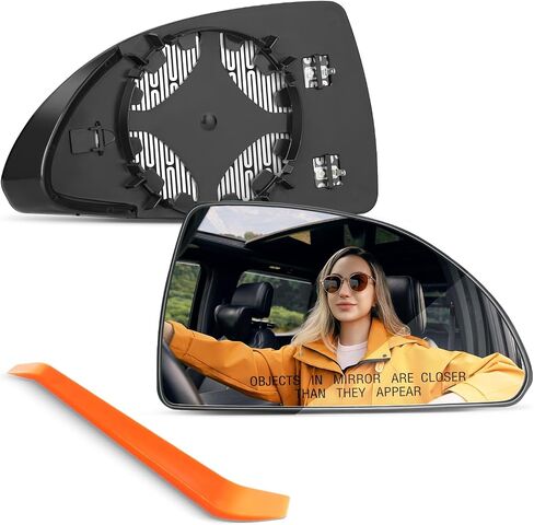 Compatible with Chevy Impala Driver Side Mirror 2006-2013, Chevrolet Impala Limited 2014-2016 - Left Side Mirrors Replacement Glass with Backing Plate, Power Heated in Saudi Arabia