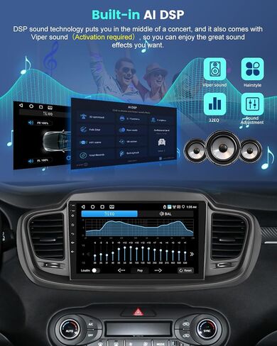 2+64G for KIA Sorento 2015 2016 2017 2018 2019 2020 Android Car Stereo with Wireless Carplay and Android Auto - 10 Inch HD Touchscreen Radio with EQ GPS WiFi FM/RDS + AHD Rear View Camera, MIC in Kuwait