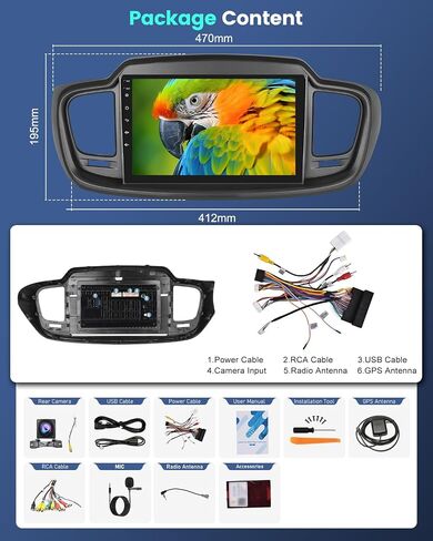 2+64G for KIA Sorento 2015 2016 2017 2018 2019 2020 Android Car Stereo with Wireless Carplay and Android Auto - 10 Inch HD Touchscreen Radio with EQ GPS WiFi FM/RDS + AHD Rear View Camera, MIC in Kuwait