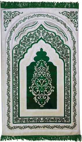 Modefa Foam Prayer Rug | Padded Cushion Janamaz Sajjada | One Inch Thick Soft Velvet Islamic Namaz Sajadah Carpet Luxury (Green) in Saudi Arabia