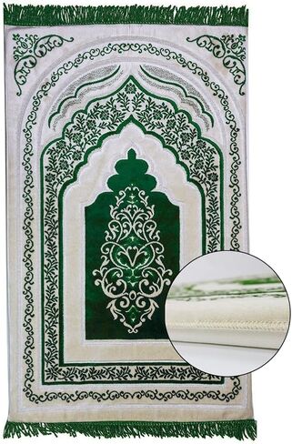 Modefa Foam Prayer Rug | Padded Cushion Janamaz Sajjada | One Inch Thick Soft Velvet Islamic Namaz Sajadah Carpet Luxury (Green) in Saudi Arabia