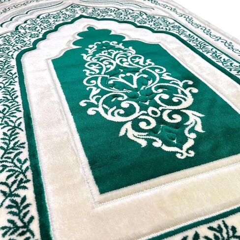 Modefa Foam Prayer Rug | Padded Cushion Janamaz Sajjada | One Inch Thick Soft Velvet Islamic Namaz Sajadah Carpet Luxury (Green) in Saudi Arabia
