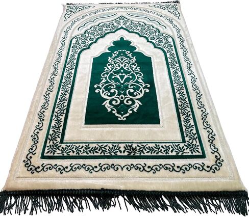 Modefa Foam Prayer Rug | Padded Cushion Janamaz Sajjada | One Inch Thick Soft Velvet Islamic Namaz Sajadah Carpet Luxury (Green) in Saudi Arabia