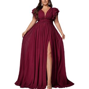 المرأة حجم كبير فساتين وصيفة الشرف ألف خط الشيفون الزفاف ضيف الصيف فستان ماكسي أنيق حفلة موسيقية مساء حفلة كوكتيل ثوب in Kuwait