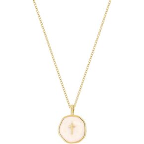 14K Gold Plated Enamel Cross Pendant Necklace for Women, Tiny Cross Necklace, Religious Necklace, Enamel Necklace, Christmas Gift for her, Christian Gift in Saudi Arabia