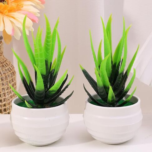 Mini Artificial Aloe Succulents Plants Pots Green Simple Fake Plants Home Garden Office Table Potted Decoration,Type B (13 * 11cm) in Saudi Arabia