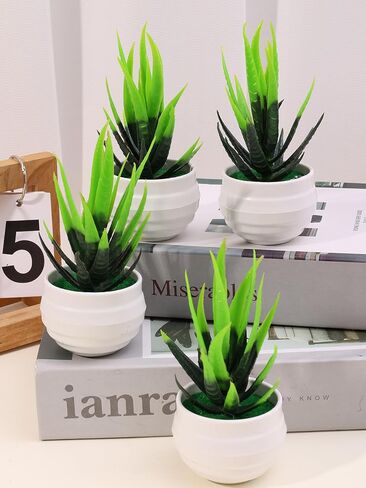 Mini Artificial Aloe Succulents Plants Pots Green Simple Fake Plants Home Garden Office Table Potted Decoration,Type B (13 * 11cm) in Saudi Arabia