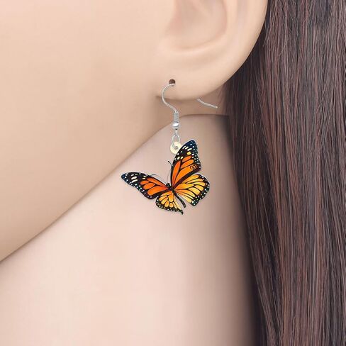 Acrylic Cute Orange Monarch Butterfly Earrings Spring Summer Insects Dangle Novelty Jewelry For Women Butterfly Lovers Charms Gifts in Saudi Arabia