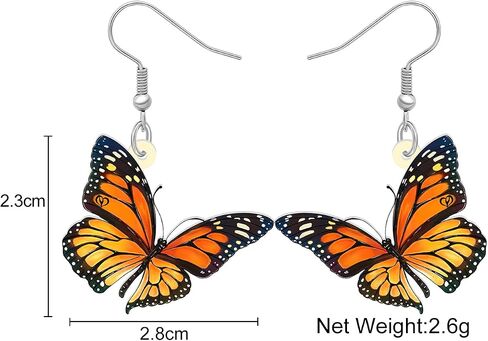 Acrylic Cute Orange Monarch Butterfly Earrings Spring Summer Insects Dangle Novelty Jewelry For Women Butterfly Lovers Charms Gifts in Saudi Arabia